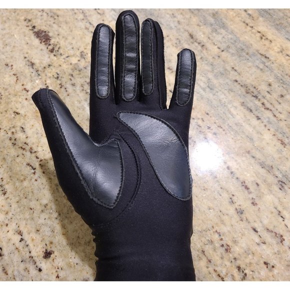 Vintage One Size Fits All Black Nylon Leather Stretch 8" Driving Gloves New?? - Picture 11 of 15